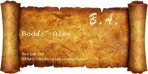 Bodó Alex névjegykártya