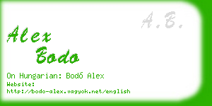 alex bodo business card